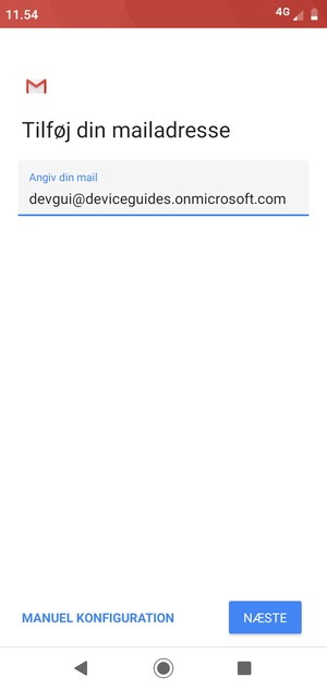 Indtast din e-mailadresse og vælg MANUEL KONFIGURATION
