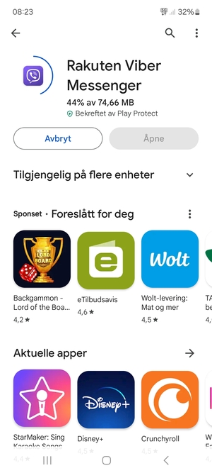 Vent til installasjonen er ferdig