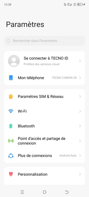 Sélectionnez Paramètres SIM & Réseau
