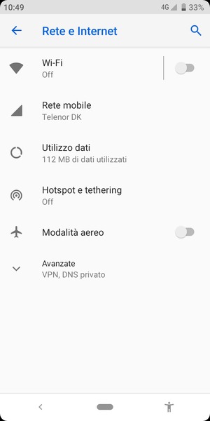 Seleziona Hotspot e tethering