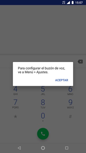 Si el correo de voz no está configurado, seleccione ACEPTAR