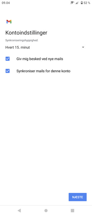 Vælg NÆSTE
