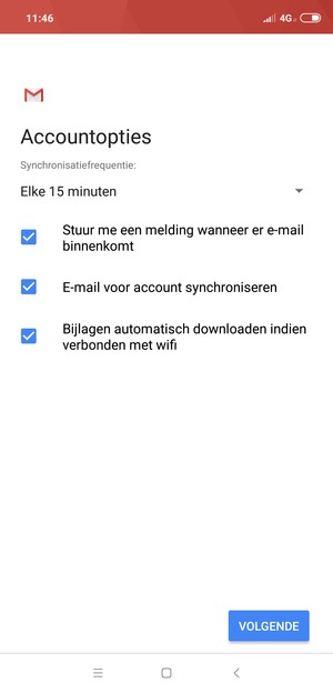 Selecteer VOLGENDE
