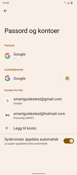 Velg din Google-konto