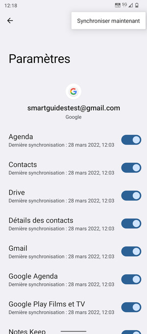Sélectionnez Synchroniser maintenant