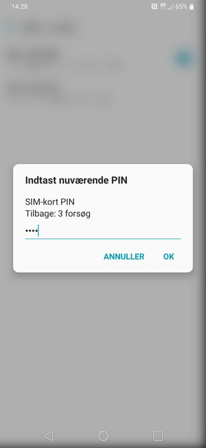 Indtast din Nuværende SIM-kort PIN og vælg OK