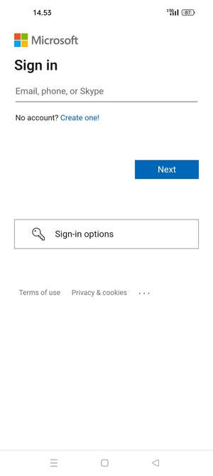 Enter your Email address and select Next