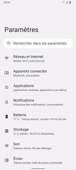 Sélectionnez Réseau et Internet