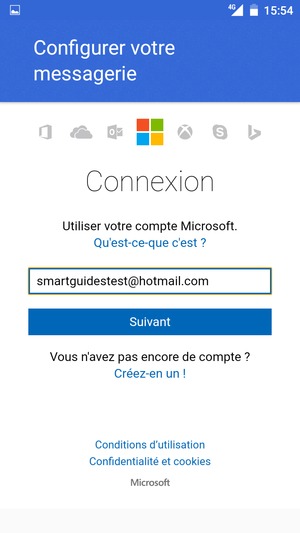 Saisissez votre adresse e-mail et sélectionnez Suivant
