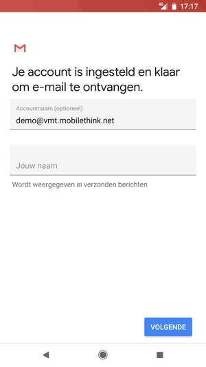 Geef uw account een naam en voer uw naam in. Selecteer VOLGENDE