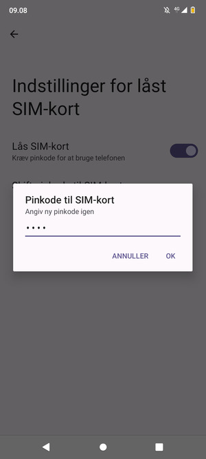 Bekræft din nye Pinkode til SIM-kort og vælg OK