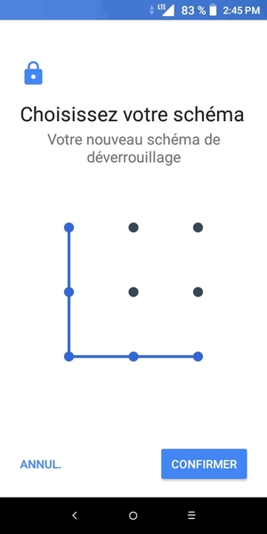 Dessinez de nouveau le schéma de déverrouillage et sélectionnez CONFIRMER
