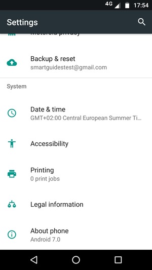 Scroll to and select About phone