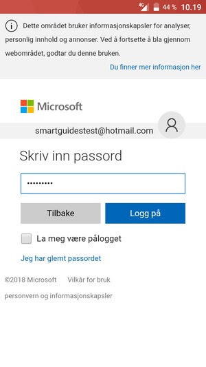 Skriv inn passord og velg Logg på