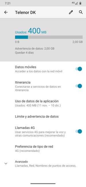 Activar o desactivar Itinerancia