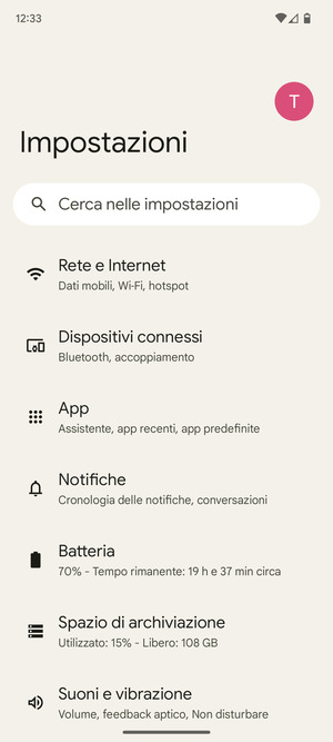 Seleziona Rete e Internet