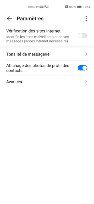 Sélectionnez Avancés