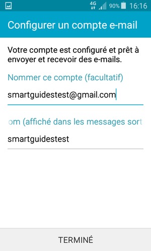 Donnez un nom à votre compte et saisissez votre nom. Sélectionnez TERMINÉ