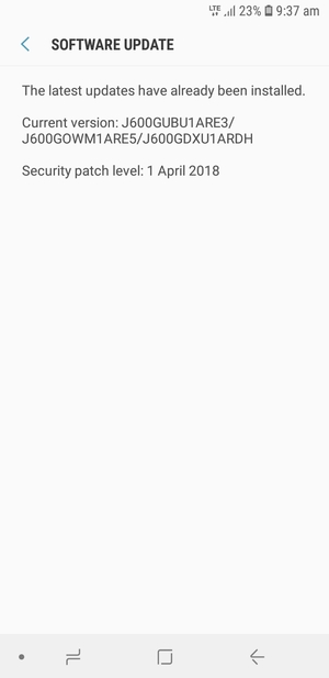 If your phone is up to date, you will see the following screen