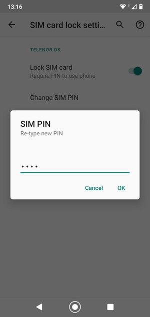 Confirm your new SIM PIN and select OK