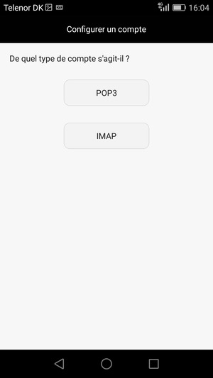 Sélectionnez POP3 ou IMAP