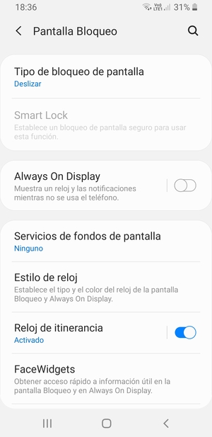 Seleccione Tipo de bloqueo de pantalla