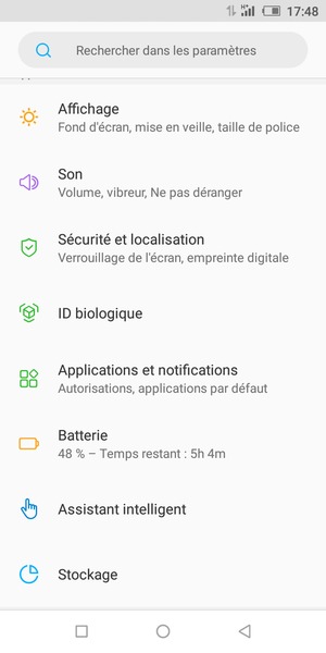 Faites défiler et sélectionnez Sécurité et localisation