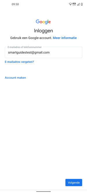 Voer uw Gmail adres in en selecteer Volgende