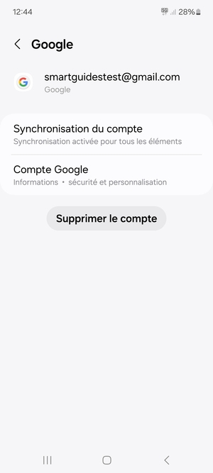 Sélectionnez Synchronisation du compte