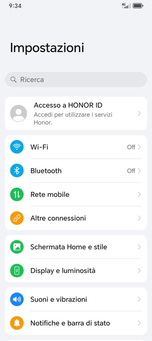 Seleziona Rete mobile