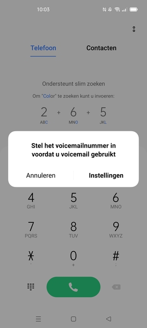 Als uw voicemail niet geïnstalleerd is, selecteert u Instellingen
