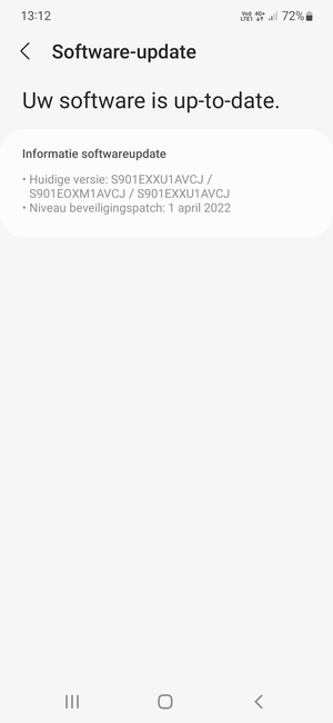 Als uw telefoon up-to-date is, zult u het volgende scherm zien