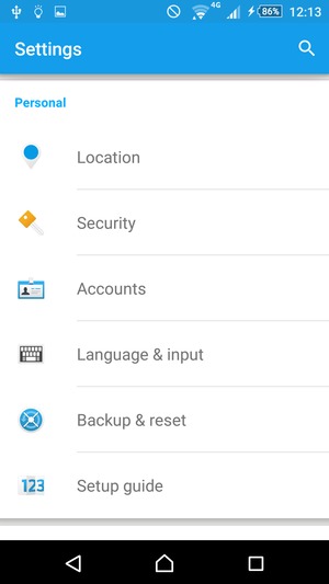 Scroll to and select Backup & reset