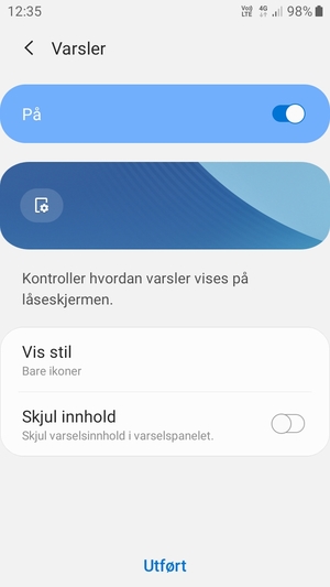Velg ønsket alternativ og velg Utført