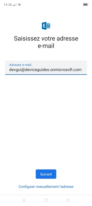 Saisissez votre adresse e-mail et sélectionnez Configurer manuellement l'adresse