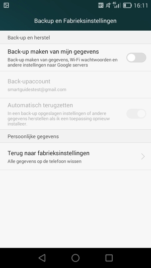 Schakel Back-up maken van mijn gegevens in
