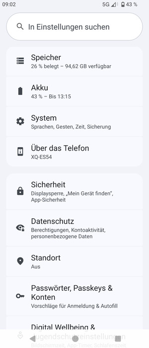 Scrollen Sie und wählen Sie Sicherheit