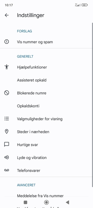 Vælg Telefonsvarer