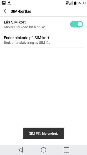 Din SIM PIN er endret