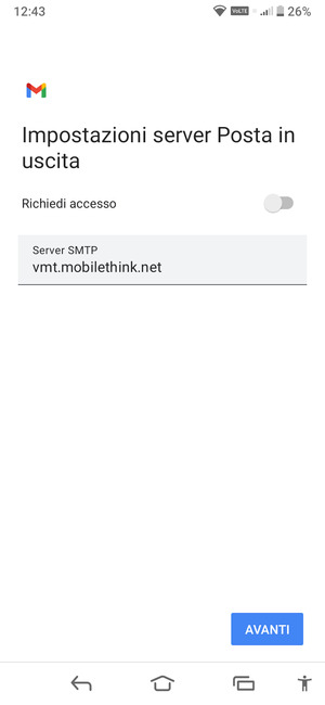 Disattiva Richiedi accesso e seleziona AVANTI