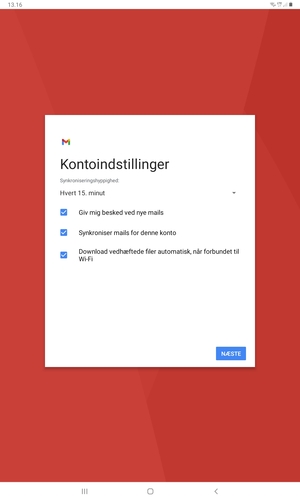 Vælg NÆSTE