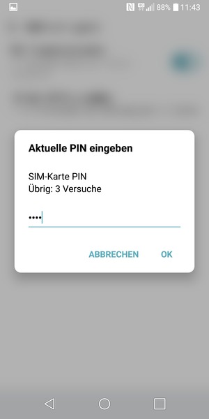 Geben Sie Ihre Aktuelle SIM-Karte PIN ein und wählen Sie OK