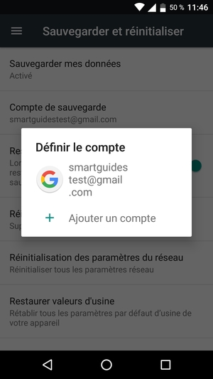 Sélectionnez votre compte de sauvegarde