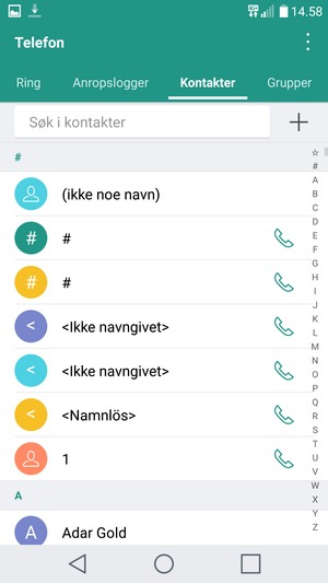 Velg menyknappen