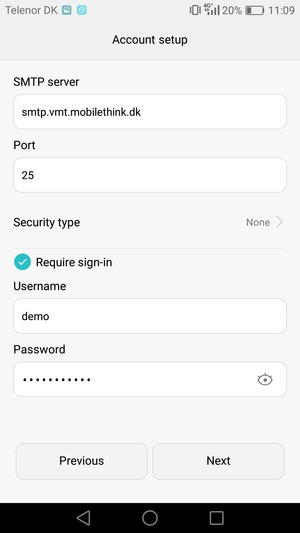 Enter Outgoing server address