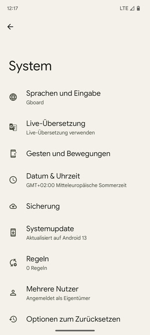 Wählen Sie Systemupdate
