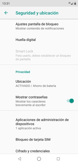Desplácese y seleccione Ubicación