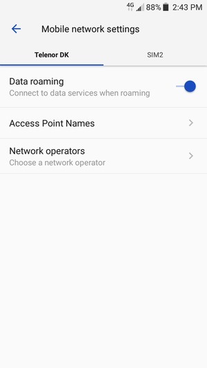 Turn Data roaming on or off