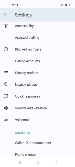 Scroll to and select Voicemail