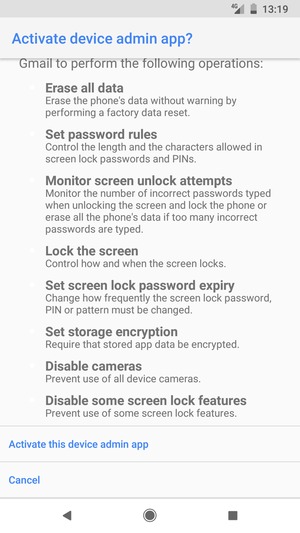 Scroll to and select Activate this device admin app